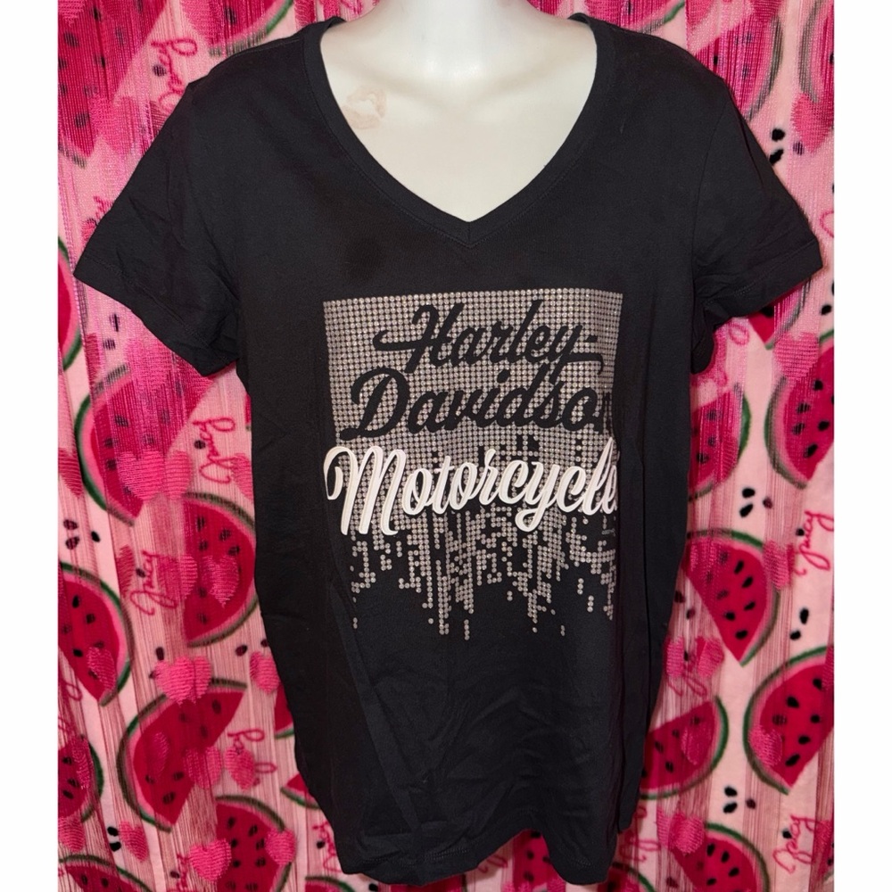 🖤 Harley-Davidson Sparkly Tee with Graphic Design
